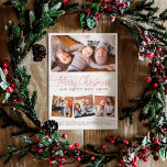 Budget Frohe Weihnachten Rustikales Holz 4 Foto Co<br><div class="desc">Versenden Sie mit diesen modernen Fotokarten die Grüße der stilvollen Saison an Familie und Freunde! Dieses Budget und rustikales Design verfügt über 4 Ihrer Lieblings-Fotos in einem einfachen Collage-Layout. Ein rechteckiges Foto wird oben gezeigt, drei quadratische Fotos unten in einer Reihe. Der Text lautet "Frohe Weihnachten und glückliches neues Jahr!"...</div>