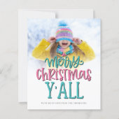 Budget Frohe Weihnachten Y'All Foto Script Card (Vorderseite)
