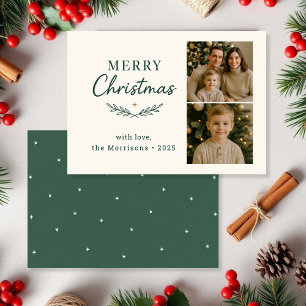 Budget Frohe Weihnachten Zwei Foto Feiertags Grußk Einladung