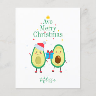Budget Frohe Weihnachts Avocado Illustration Custo Flyer