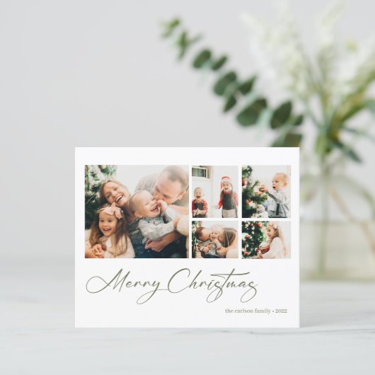 Budget Frohe Weihnachts-Collage Weihnachtskarte (Stehend Vorderseite)