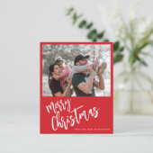 Budget Frohe Weihnachts Foto Rote Weihnachtskarte (Stehend Vorderseite)