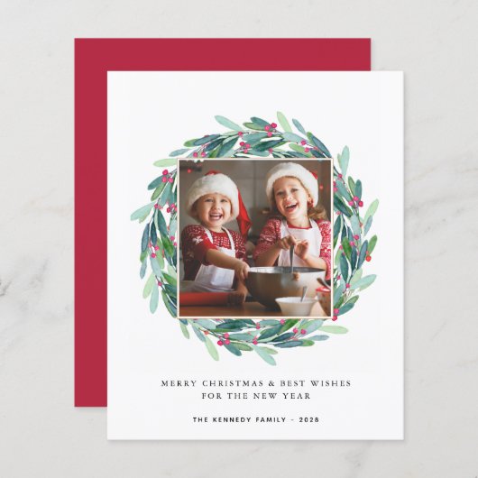 Budget Frohe Weihnachts-Fotokarte (Vorne/Hinten)