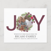 BUDGET Frohe Weihnachts Joy Pum Wreath Foto Card (Vorderseite)