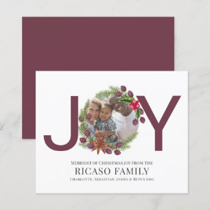 BUDGET Frohe Weihnachts Joy Pum Wreath Foto Card
