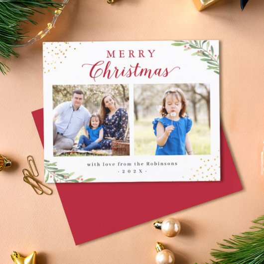 Budget Frohe Weihnachtsblätter 2 Foto Cards