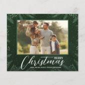 Budget Frohe Weihnachtsgrün Foto Urlaubskarte (Vorderseite)