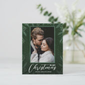 Budget Frohe Weihnachtsgrün Foto Urlaubskarte (Stehend Vorderseite)