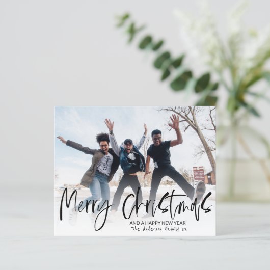 Budget Frohe Weihnachtskalligrafie Foto (Stehend Vorderseite)