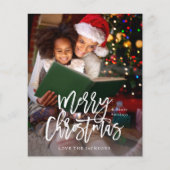 Budget Frohe Weihnachtskalligrafie Vertikales Foto (Vorderseite)