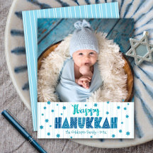 Budget Frohes Chanukka-Foto-Spaß Blaue Sterne Kart