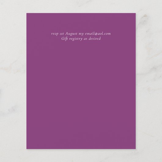 BUDGET Fuchsia Lila Pink Wedites Einladungen (Rückseite)