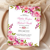 Budget Fuchsia Pink Blues Hochzeitseinladung