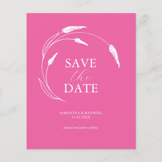 Budget Fuchsia Wedding Save The Date Flyer (Vorne)