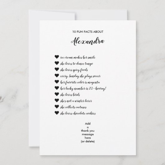 Budget Fun Facts Foto Script Class of Abschluss Einladung (Rückseite)