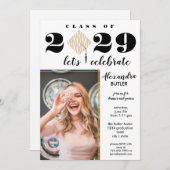 Budget Fun Facts Foto Script Class of Abschluss Einladung (Vorne/Hinten)