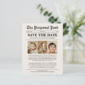 Budget Fun Foto Wedding Newspapier Save the Date (Stehend Vorderseite)