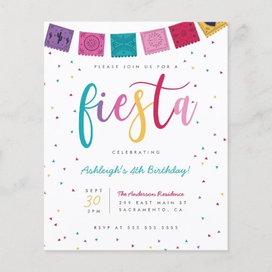 Budget Fun Mexican Script Fiesta Kindergeburtstag (Vorderseite)