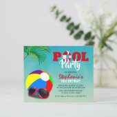 Budget Fun Pool Party Geburtstag Einladung (Stehend Vorderseite)