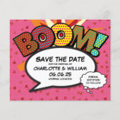 Budget Fun Retro Comic Buchen Boom Save the Date (Vorderseite)