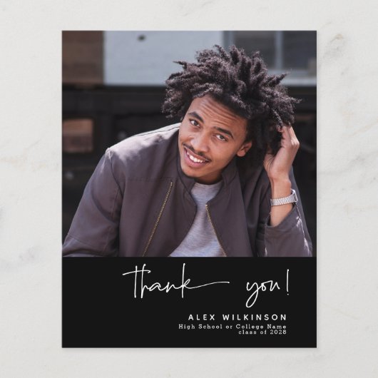 BUDGET Fun Script Minimalistisches Foto Danke Kart (Vorderseite)