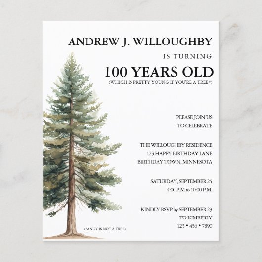 Budget Funny 100. Geburtstag Einladung (Vorderseite)