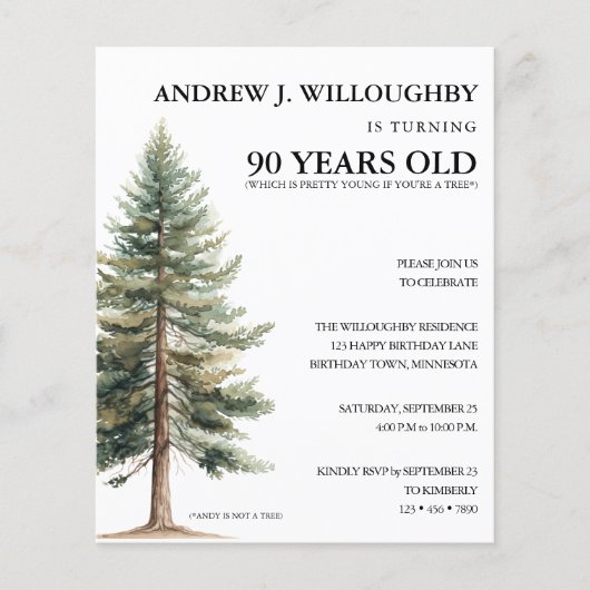 Budget Funny 90. Geburtstag Einladung (Vorderseite)