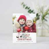 Budget Funny Christmas Elf Foto Weihnachtskarte (Stehend Vorderseite)