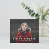 Budget Funny Naughty 3 Foto Weihnachtskarte (Stehend Vorderseite)