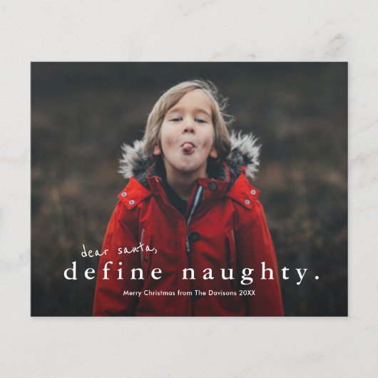 Budget Funny Naughty Foto Weihnachtskarte (Vorderseite)