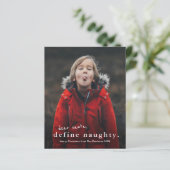 Budget Funny Naughty Foto Weihnachtskarte (Stehend Vorderseite)