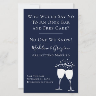 BUDGET Funny Open Bar Free Cake Save the Date