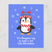 Budget Funny Penguin Weihnachtskarte (Vorderseite)
