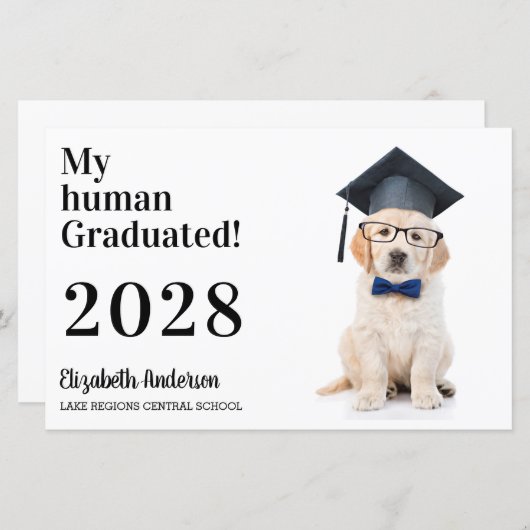 Budget Funny Puppy Graduate Abschluss Einladung (Vorne/Hinten)