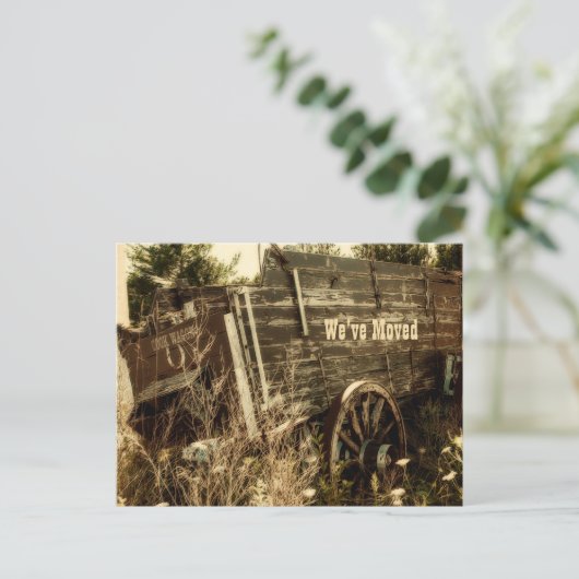 Budget Funny Western Moving New Address Wagon Postkarte (Stehend Vorderseite)