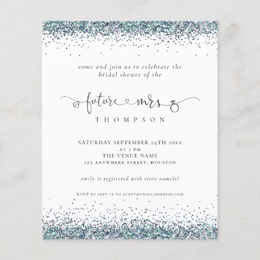 Budget Future Frau Blue Glitzer Brautparty (Vorderseite)