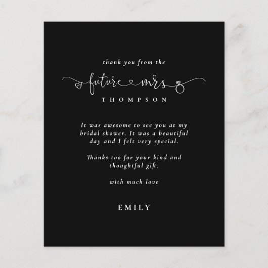 Budget Future Frau Brautparty Black Danke (Vorderseite)