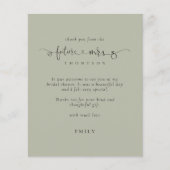 Budget Future Frau Brautparty Light Sage Danke (Vorderseite)