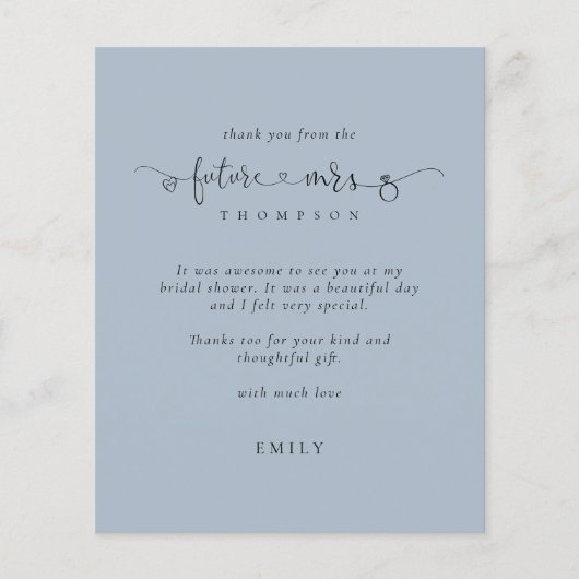 Budget Future Frau Foto Brautparty Blue Danke (Vorderseite)