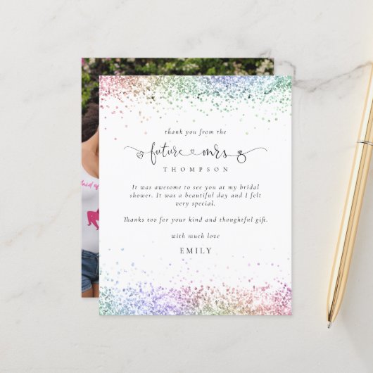 Budget Future Frau Foto Colorful Glitzer Vielen Da (Vorderseite/Rückseite Beispiel)