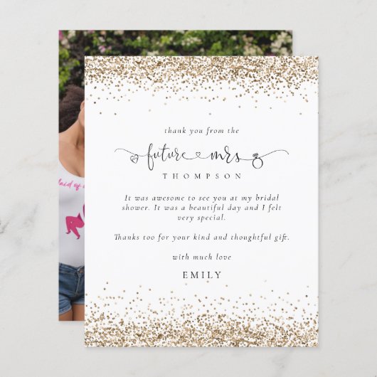 Budget Future Frau Foto Gold Glitzer Vielen Dank (Vorne/Hinten)