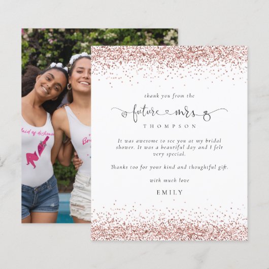 Budget Future Frau Foto Rose Gold Glitzer Danke (Vorne/Hinten)