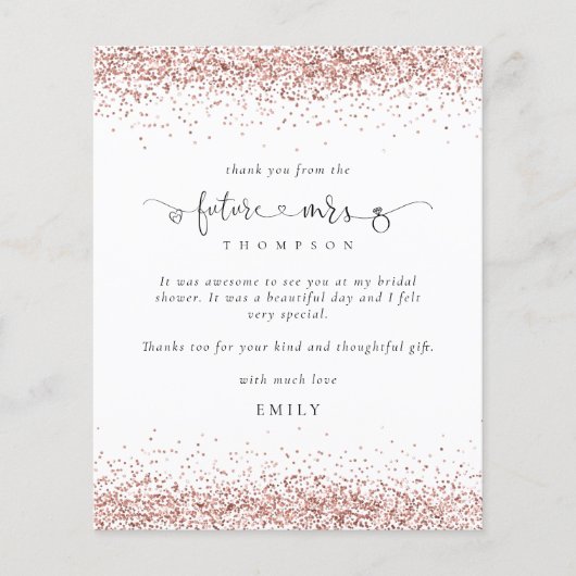 Budget Future Frau Foto Rose Gold Glitzer Danke (Vorderseite)