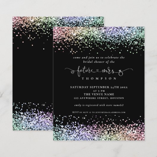 Budget Future Frau Glitzer Brautparty Black (Vorne/Hinten)