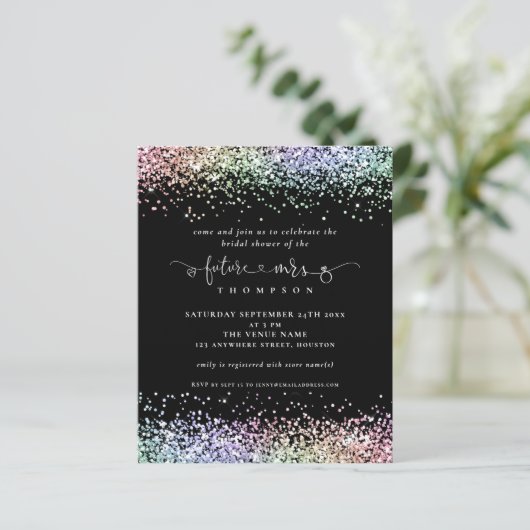 Budget Future Frau Glitzer Brautparty Black (Stehend Vorderseite)