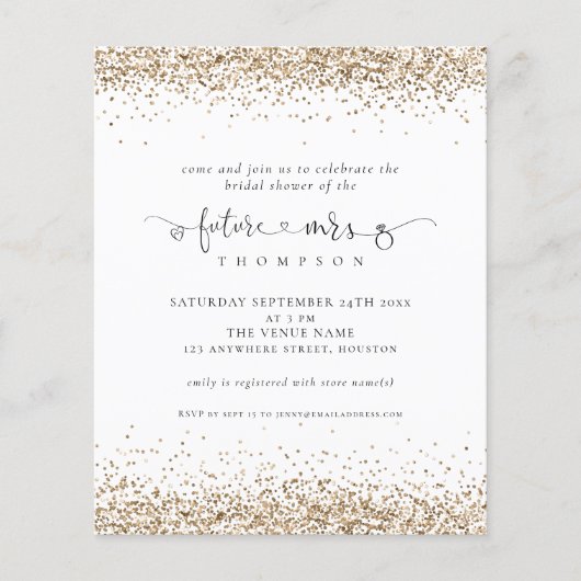 Budget Future Frau Gold Glitzer Brautparty (Vorderseite)