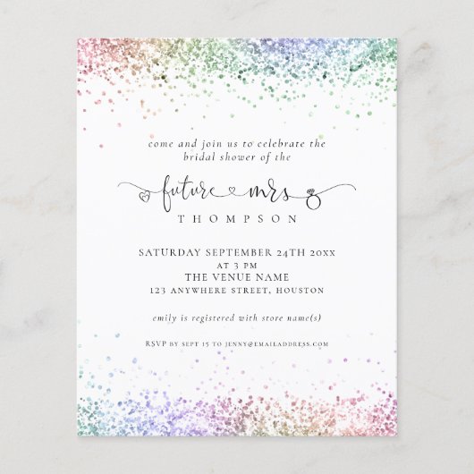 Budget Future Frau Rainbow Glitzer Brautparty (Vorderseite)