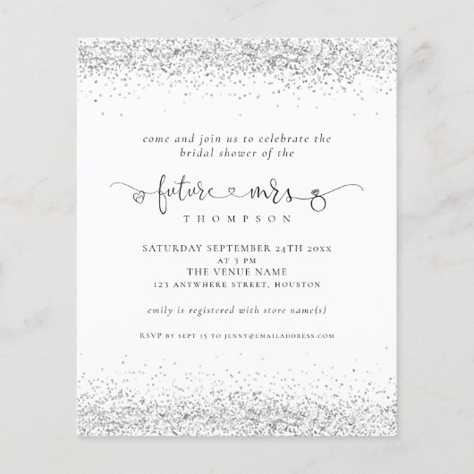 Budget Future Frau Silver Glitzer Brautparty (Vorderseite)