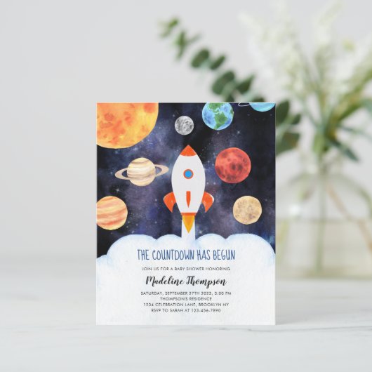 BUDGET Galaxy Planets Space Rocket Baby Dusche (Stehend Vorderseite)