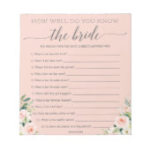 Budget Game How Well Do You Know The Bride Notepad Notizblock (Vorderseite)